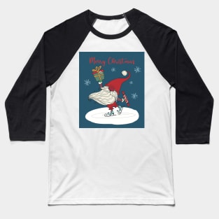 Happy santa skating greeting card Baseball T-Shirt